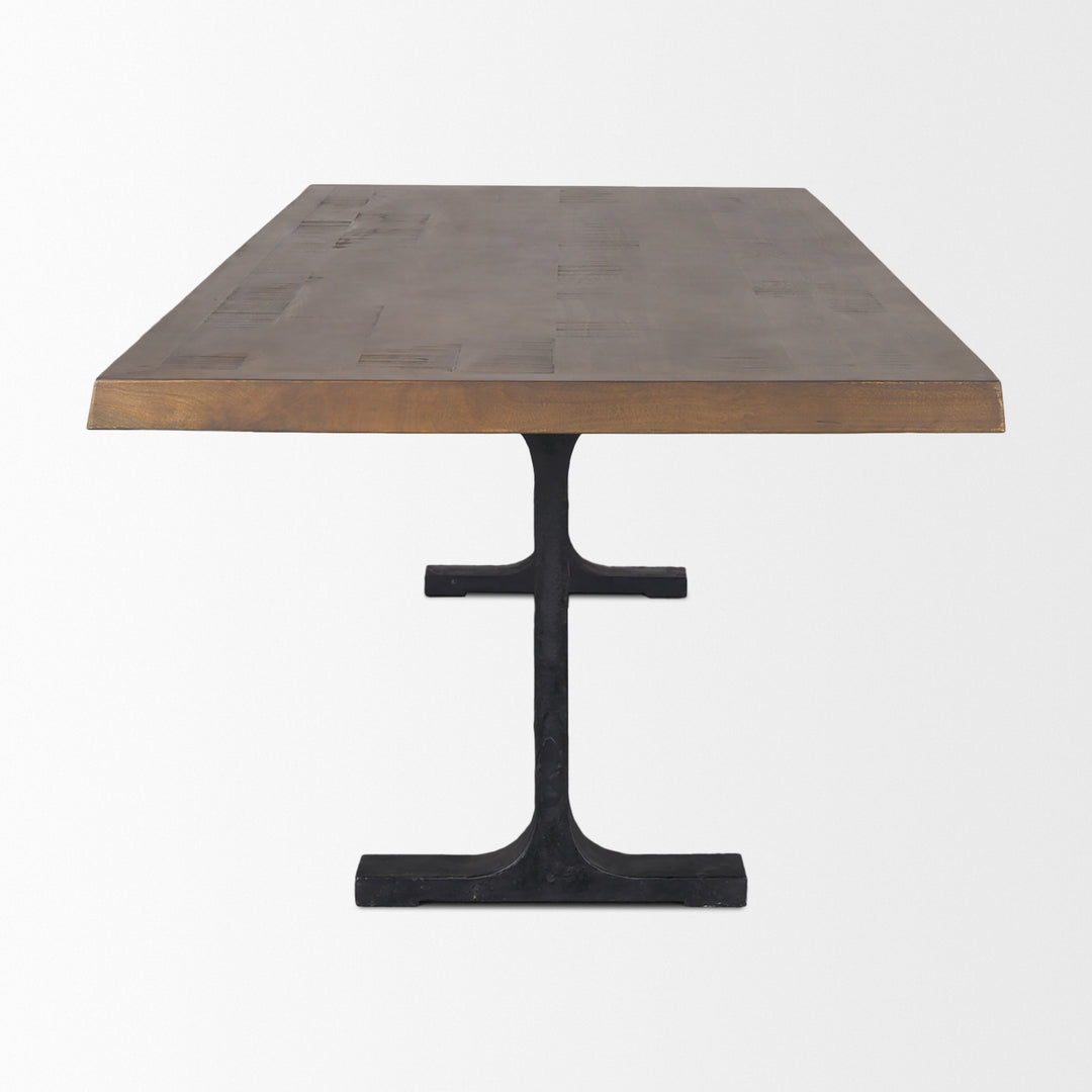 Araxi Rectangular Dark Brown Wood w/ Black Metal Base Dining Table Dining Room Mercana