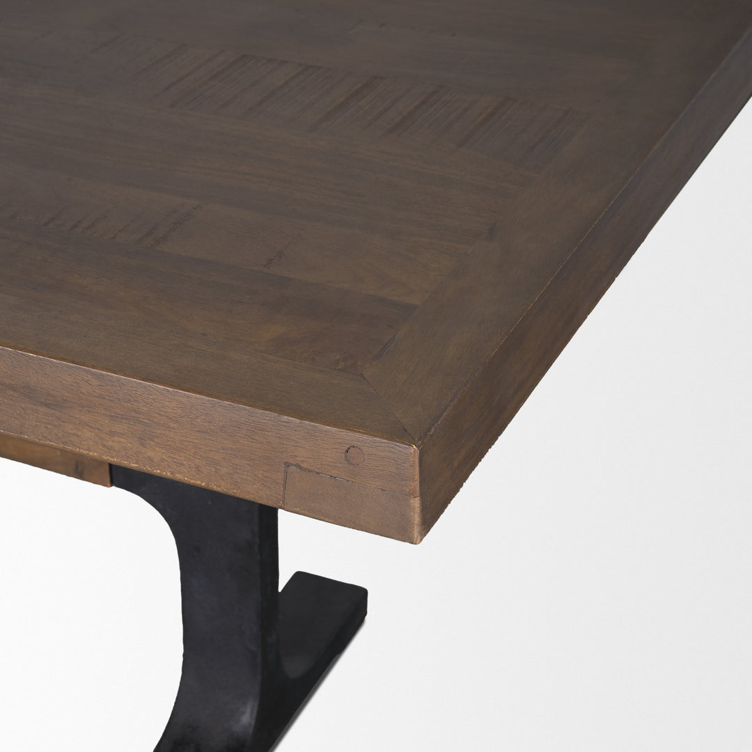 Araxi Rectangular Dark Brown Wood w/ Black Metal Base Dining Table Dining Room Mercana