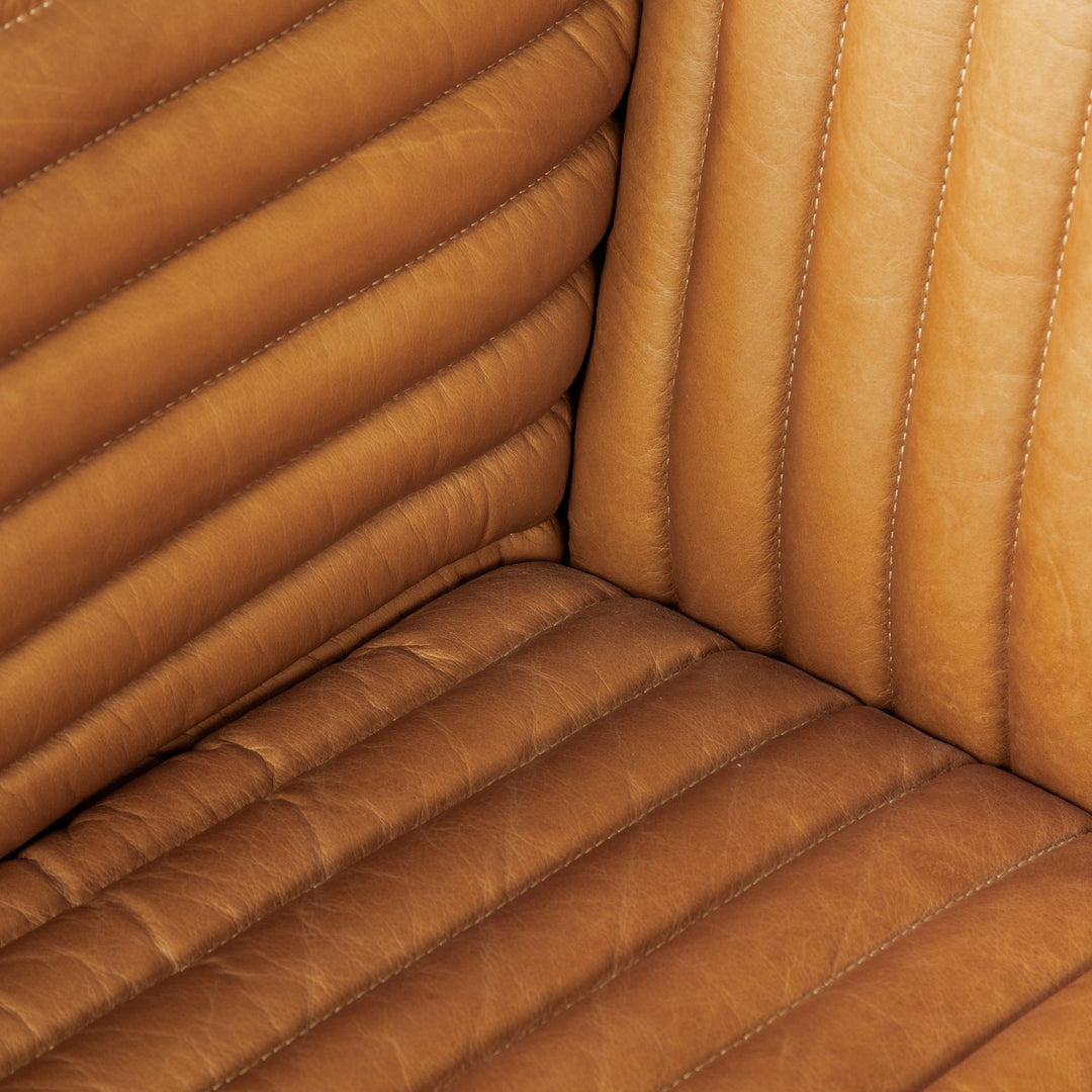 Ricciardo Cognac Leather Three Seater Sofa Living Room Mercana