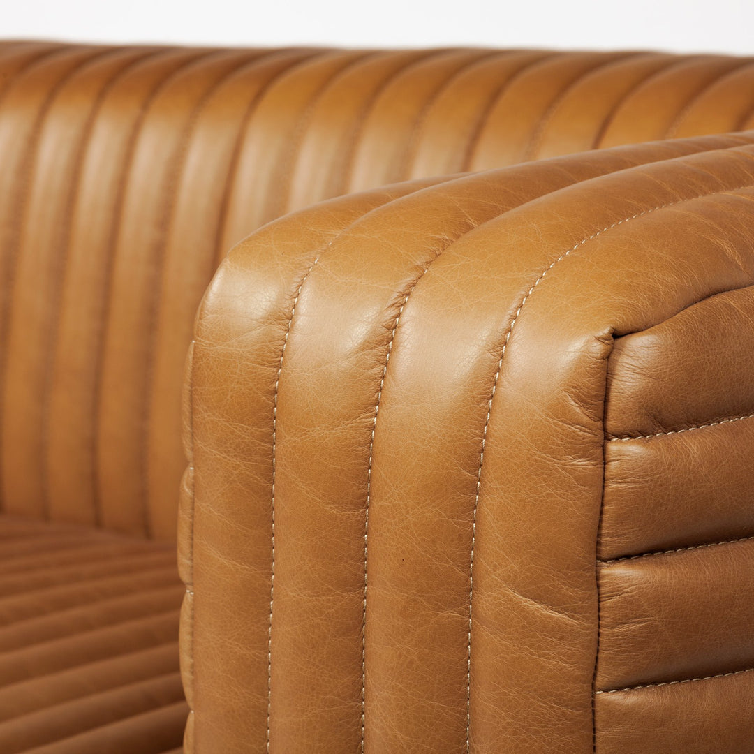 Ricciardo Cognac Leather Three Seater Sofa Living Room Mercana