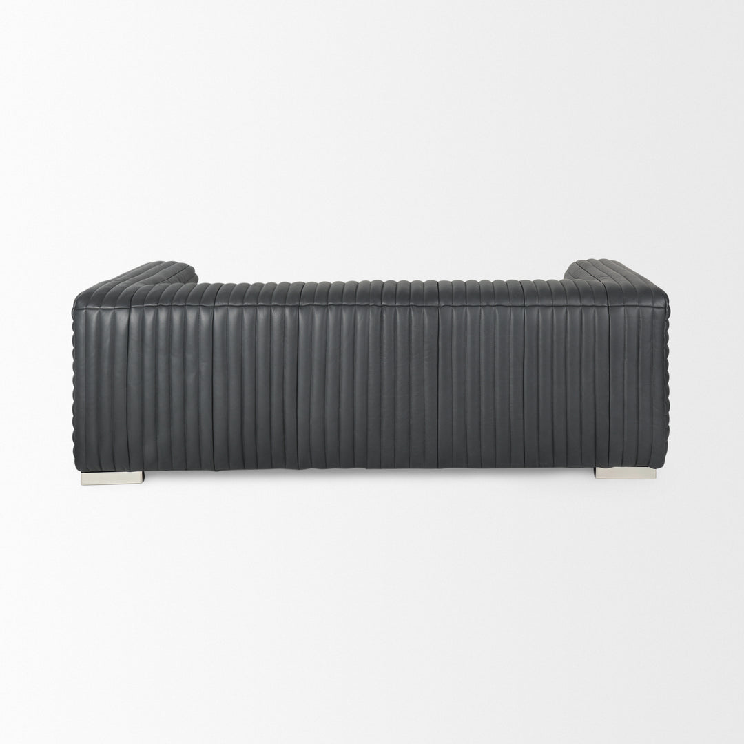 Ricciardo Black Leather Wrapped Three Seater Sofa Living Room Mercana