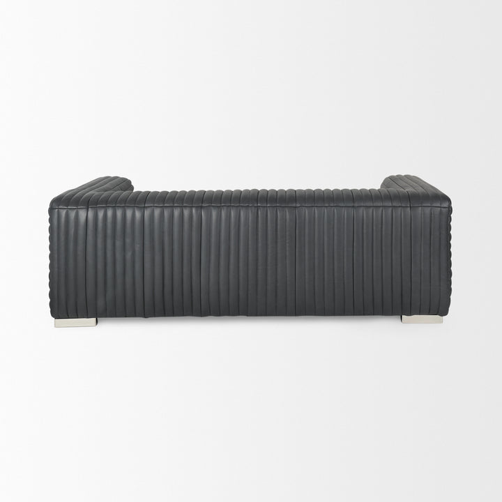 Ricciardo Black Leather Wrapped Three Seater Sofa Living Room Mercana