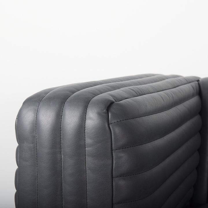 Ricciardo Black Leather Wrapped Three Seater Sofa Living Room Mercana