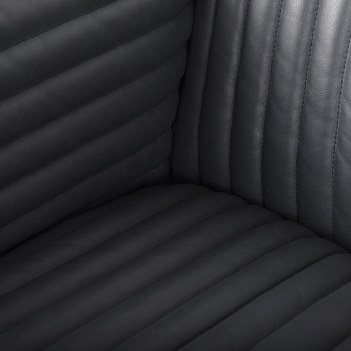 Ricciardo Black Leather Wrapped Three Seater Sofa Living Room Mercana