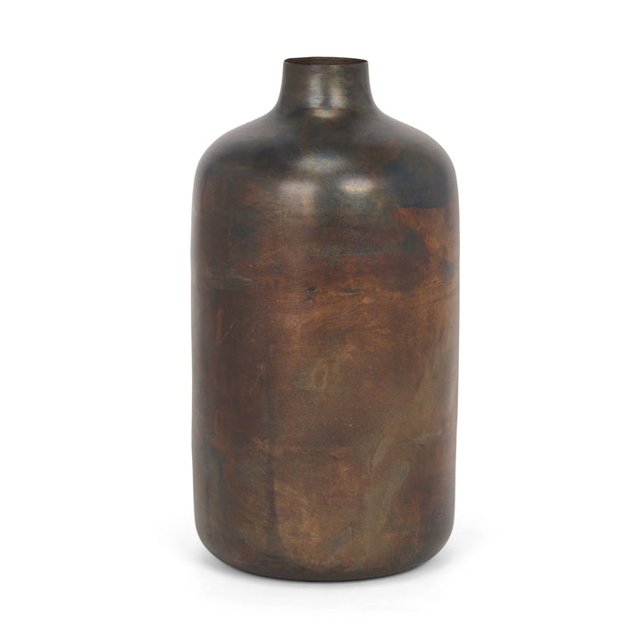 Daya Tall Antiqued Gold Metal Vase Decor Mercana