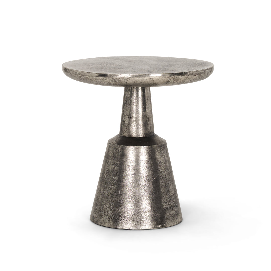 Bobbi Textured Polished Nickel Cast Aluminum Metal Accent Table Dining Room Mercana