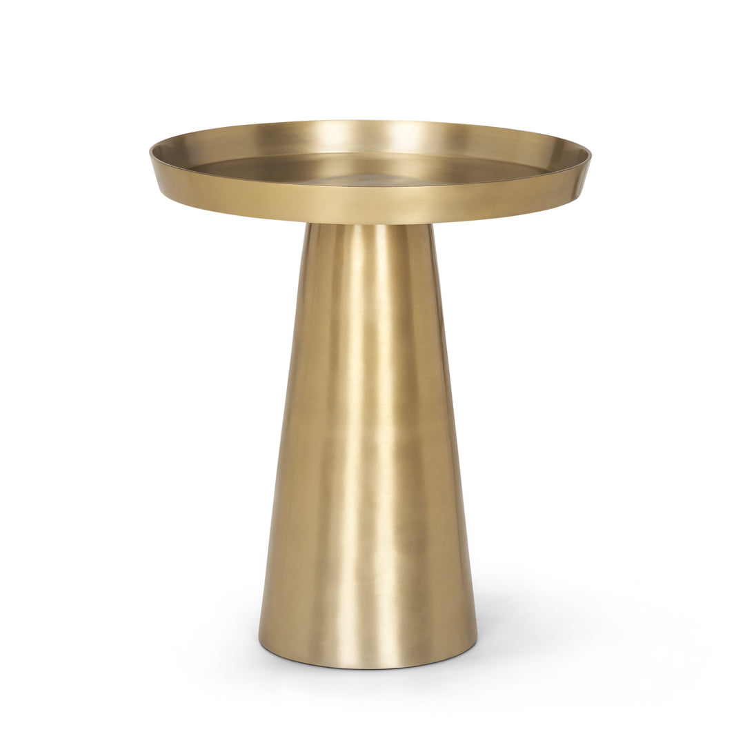 Roland Satin Brass Cast Aluminum Metal Accent Table Dining Room Mercana