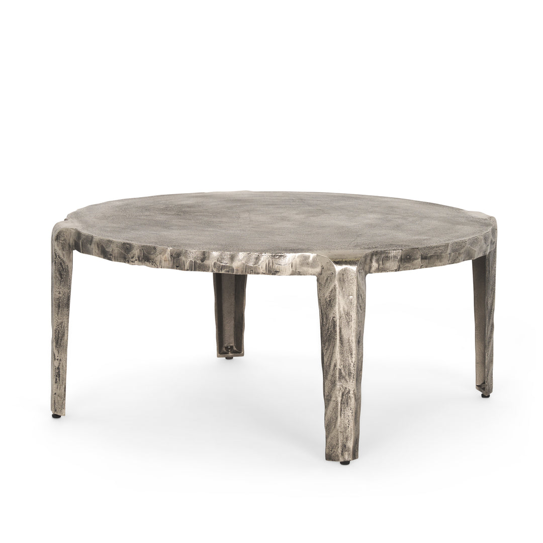 Randy Silver Nickel Cast Aluminum Metal Coffee Table Living Room Mercana