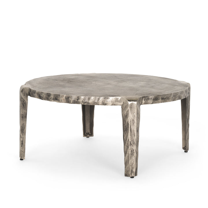 Randy Silver Nickel Cast Aluminum Metal Coffee Table Living Room Mercana