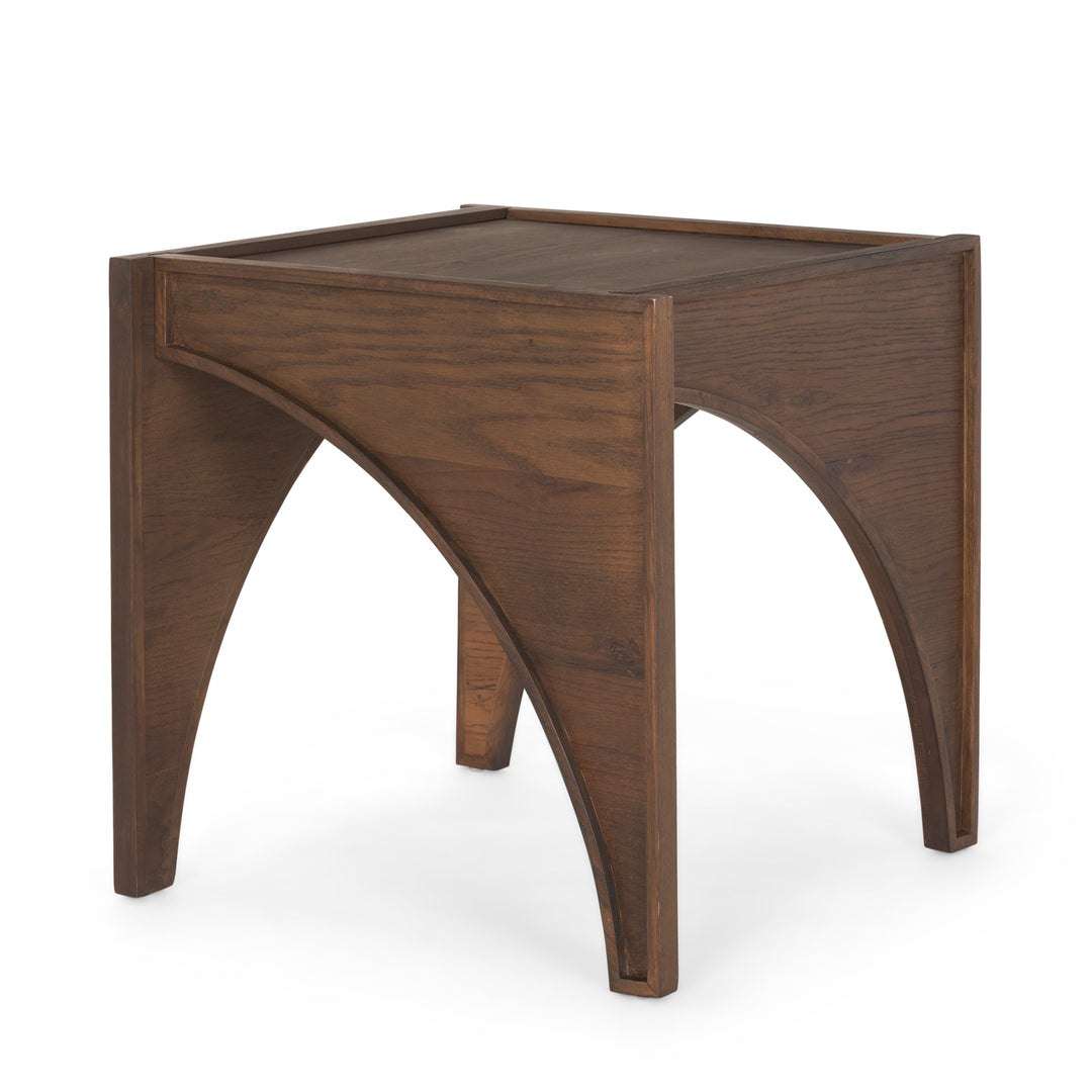 Laraya Medium Brown Wood w/ Arches End Table Living Room Mercana