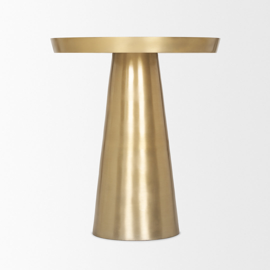 Roland Satin Brass Cast Aluminum Metal Accent Table Dining Room Mercana