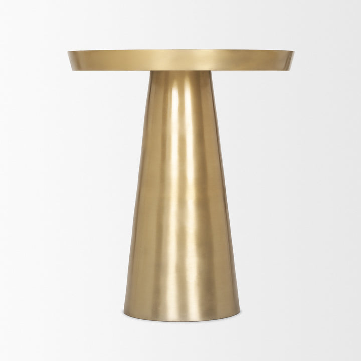 Roland Satin Brass Cast Aluminum Metal Accent Table Dining Room Mercana