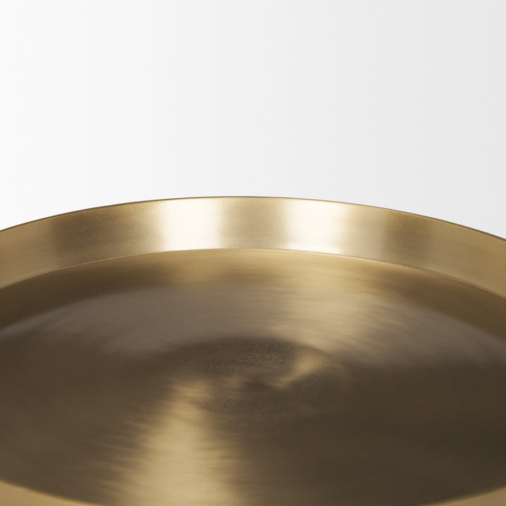 Roland Satin Brass Cast Aluminum Metal Accent Table Dining Room Mercana