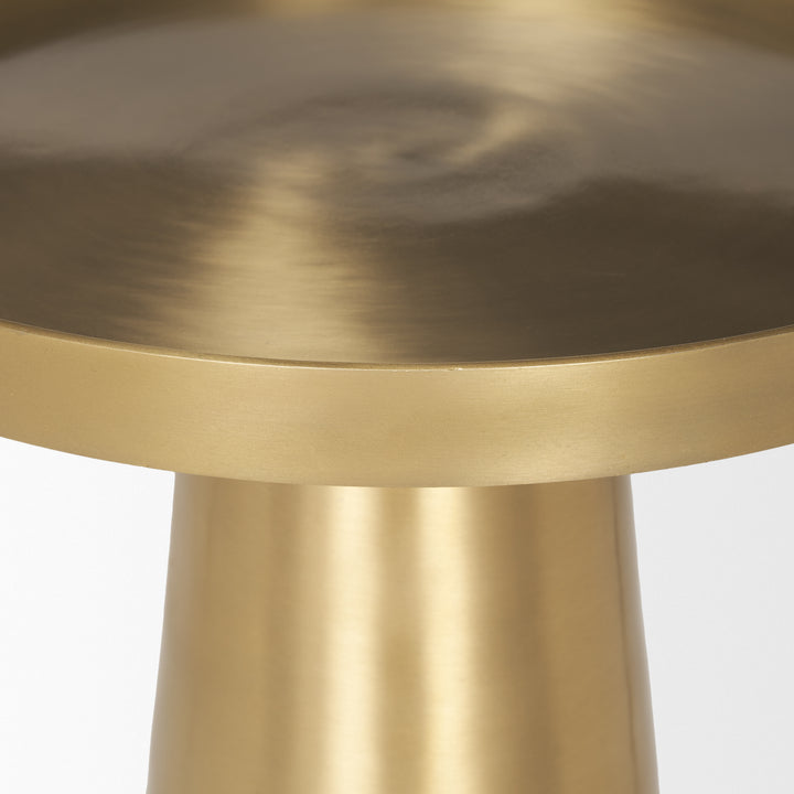 Roland Satin Brass Cast Aluminum Metal Accent Table Dining Room Mercana
