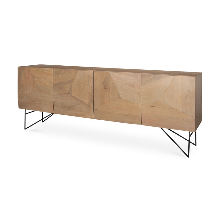 Darwin Light Brown Wooden 4 Door w/ 2 Shelves Sideboard Dining Room Mercana