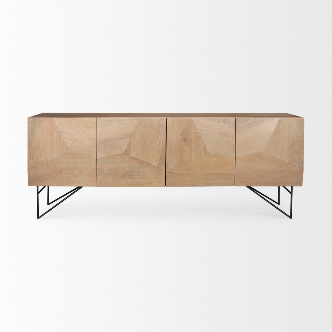 Darwin Light Brown Wooden 4 Door w/ 2 Shelves Sideboard Dining Room Mercana