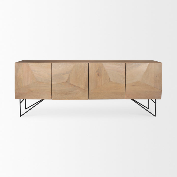 Darwin Light Brown Wooden 4 Door w/ 2 Shelves Sideboard Dining Room Mercana