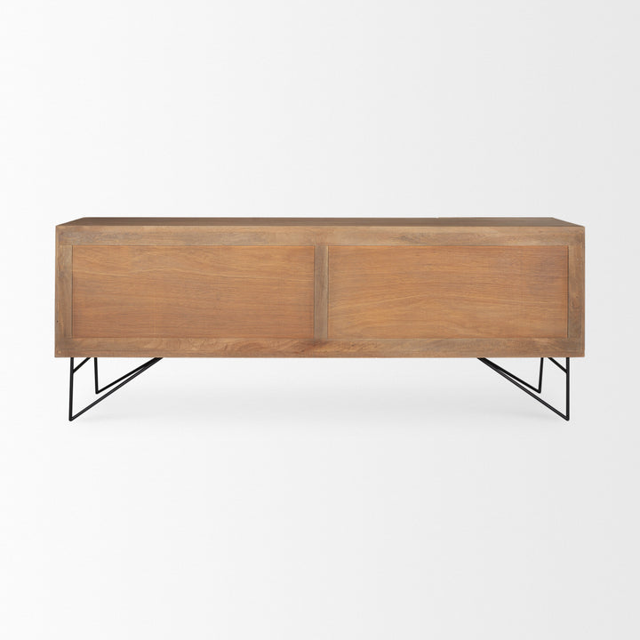 Darwin Light Brown Wooden 4 Door w/ 2 Shelves Sideboard Dining Room Mercana