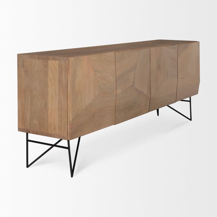 Darwin Light Brown Wooden 4 Door w/ 2 Shelves Sideboard Dining Room Mercana