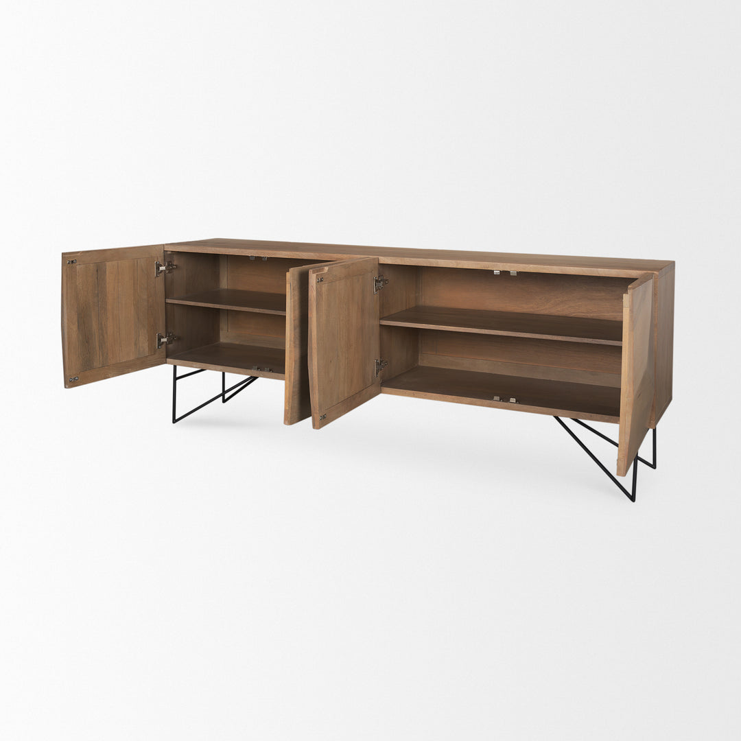 Darwin Light Brown Wooden 4 Door w/ 2 Shelves Sideboard Dining Room Mercana