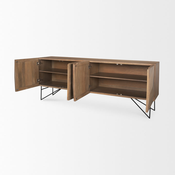 Darwin Light Brown Wooden 4 Door w/ 2 Shelves Sideboard Dining Room Mercana