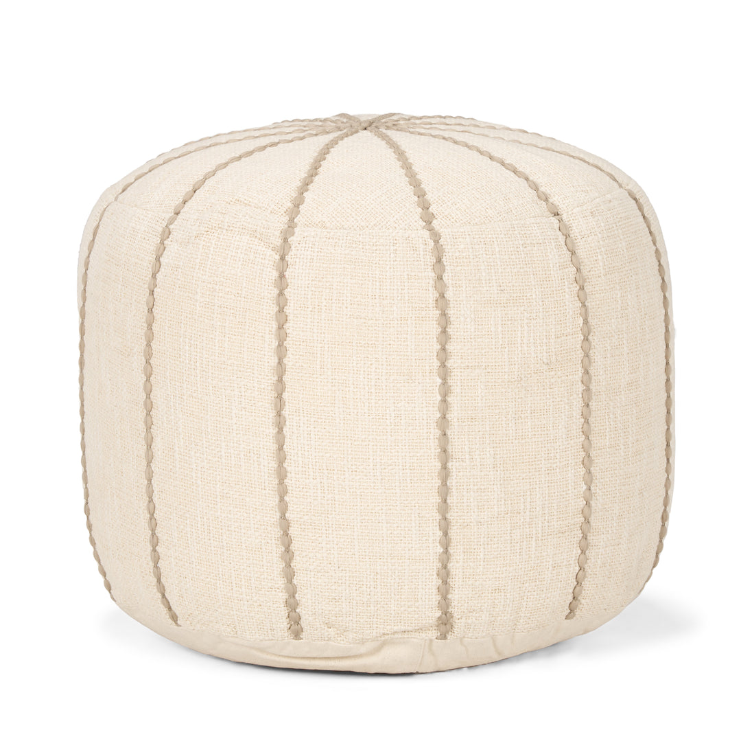 Sachi Beige w/ Stitching Pouf Living Room Mercana