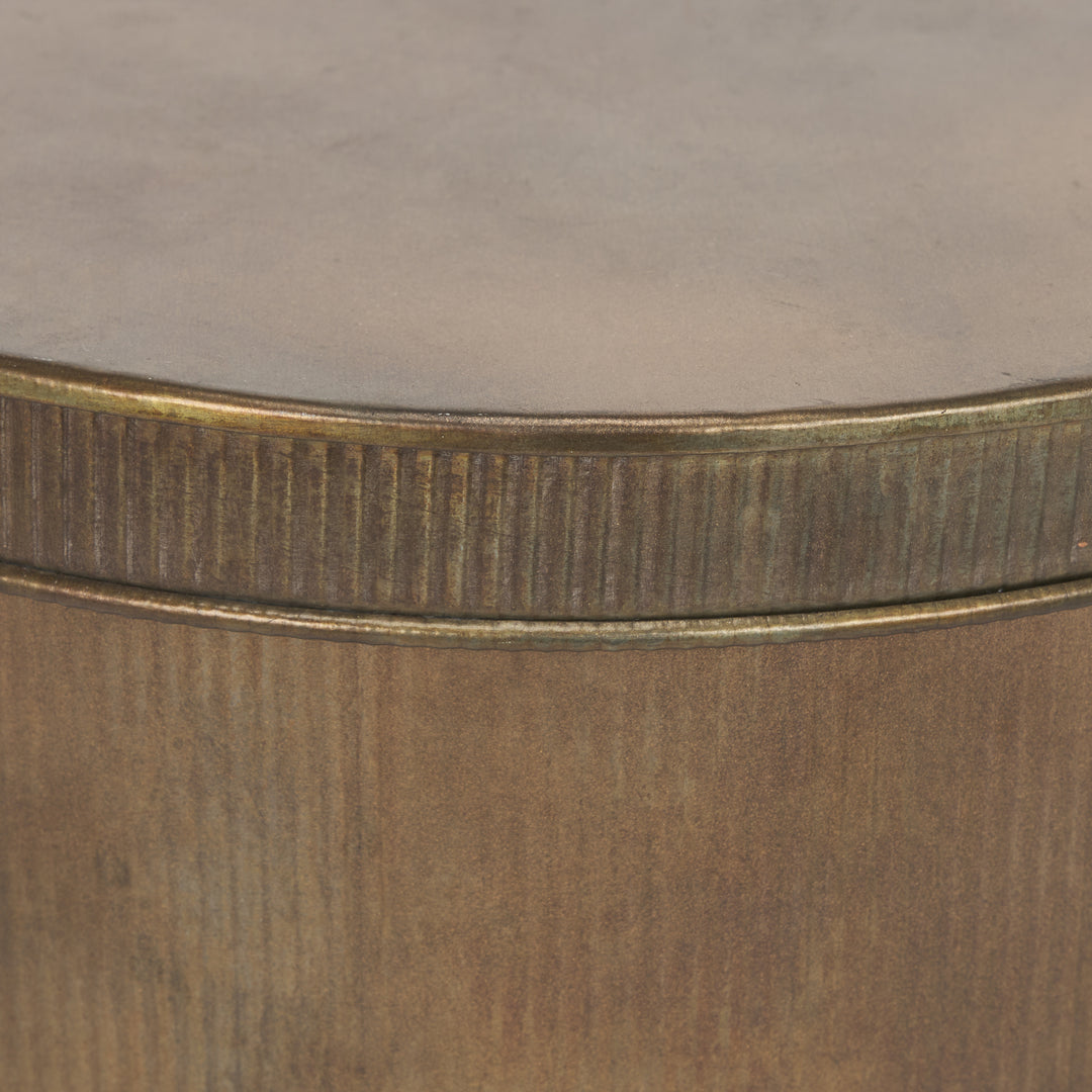Josephine Round Antique Gold Metal Box (Set of 2) Decor Mercana