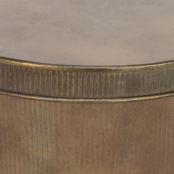 Josephine Round Antique Gold Metal Box (Set of 2) Decor Mercana