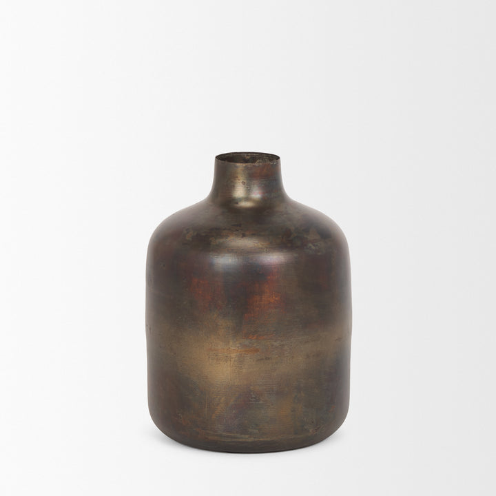 Daya Medium Antiqued Gold Metal Vase Decor Mercana
