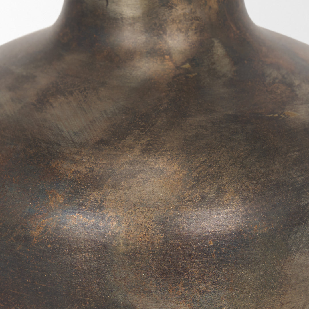 Daya Short Antiqued Gold Metal Vase Decor Mercana