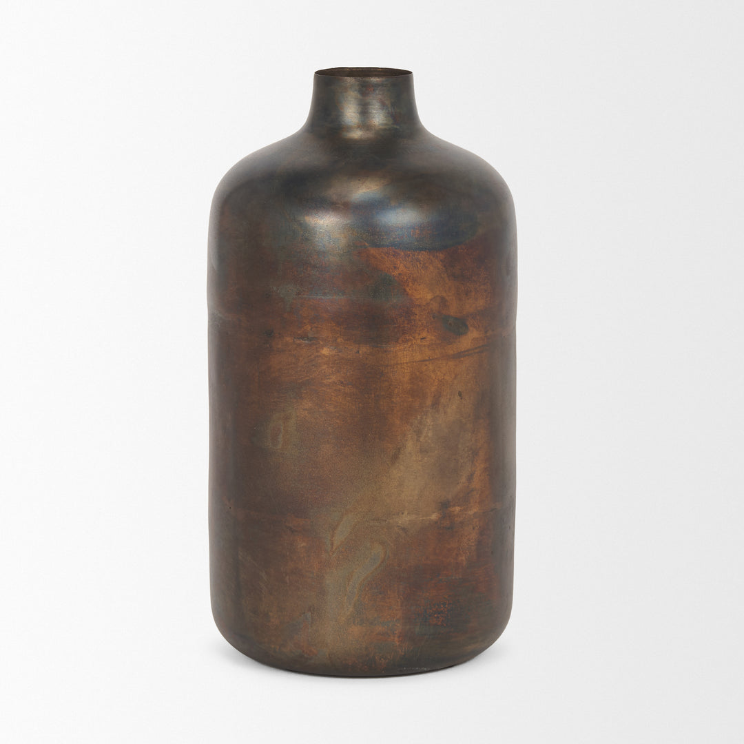 Daya Tall Antiqued Gold Metal Vase Decor Mercana