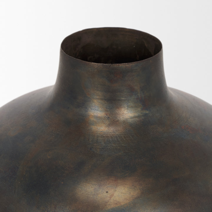 Daya Tall Antiqued Gold Metal Vase Decor Mercana
