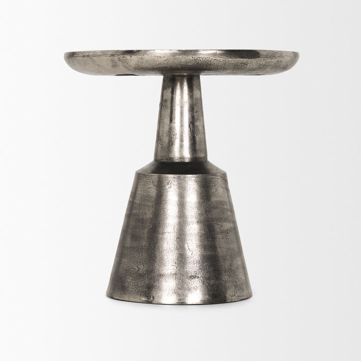 Bobbi Textured Polished Nickel Cast Aluminum Metal Accent Table Dining Room Mercana