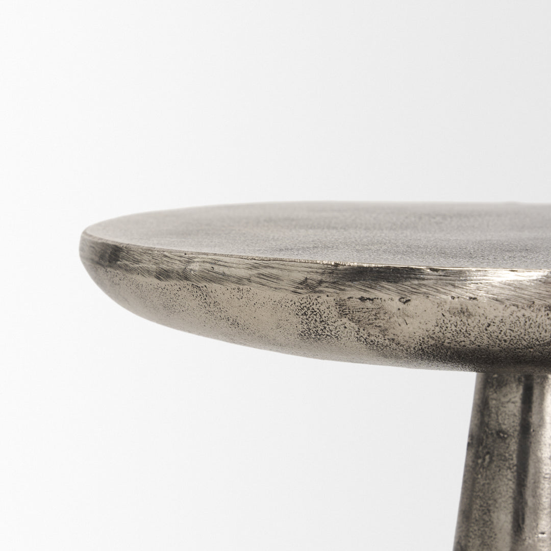 Bobbi Textured Polished Nickel Cast Aluminum Metal Accent Table Dining Room Mercana