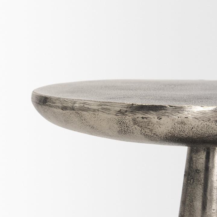 Bobbi Textured Polished Nickel Cast Aluminum Metal Accent Table Dining Room Mercana