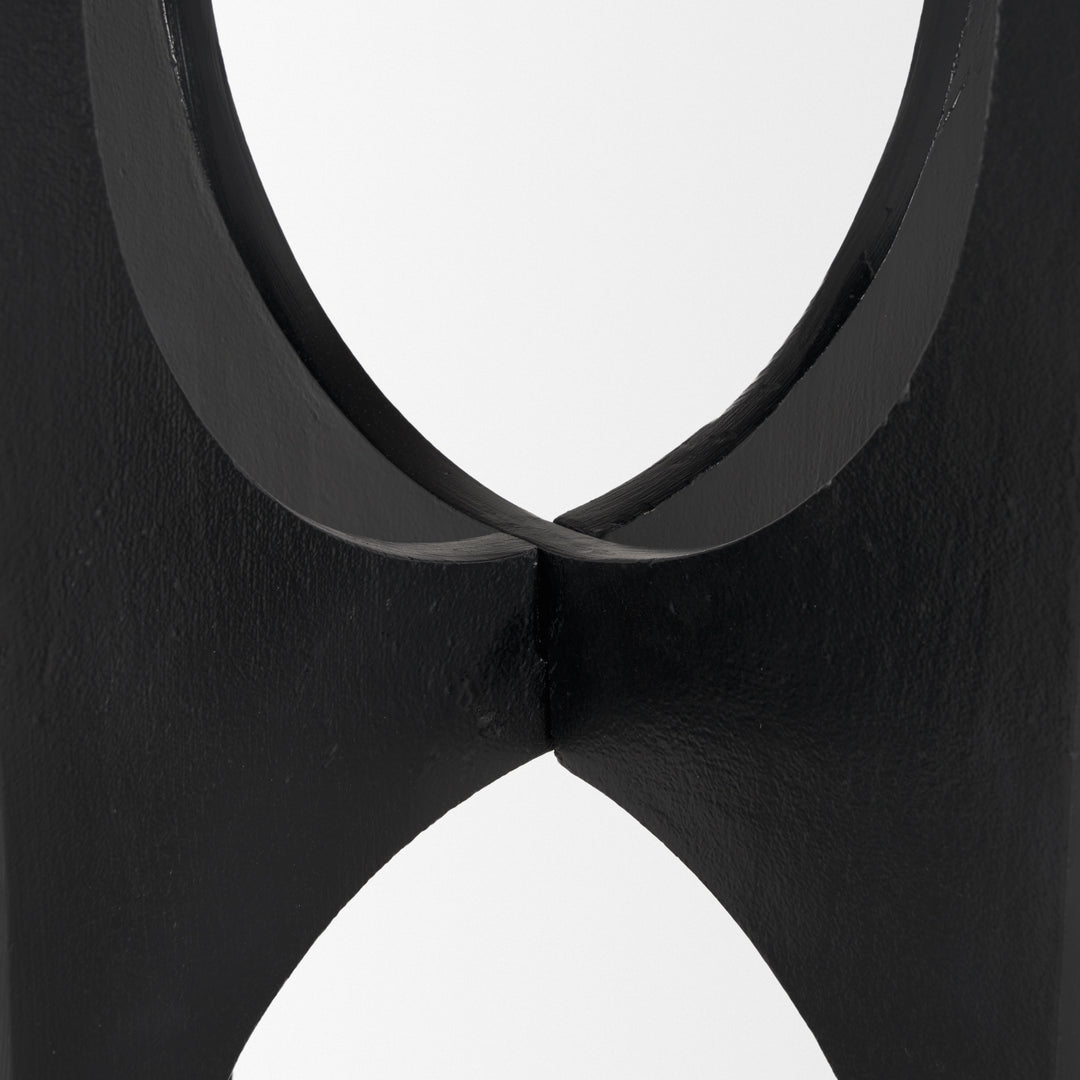 Sobi Textured Matte Black Round Metal Accent Table Dining Room Mercana