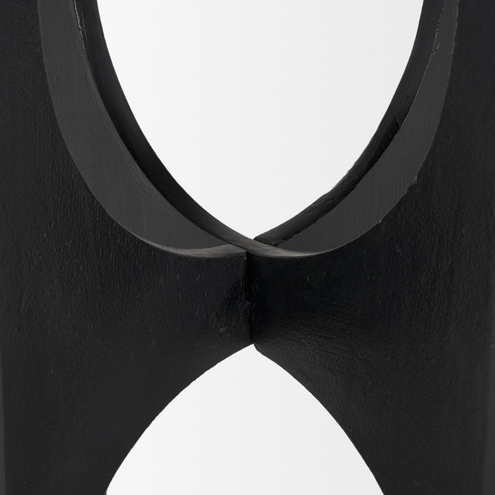 Sobi Textured Matte Black Round Metal Accent Table Dining Room Mercana