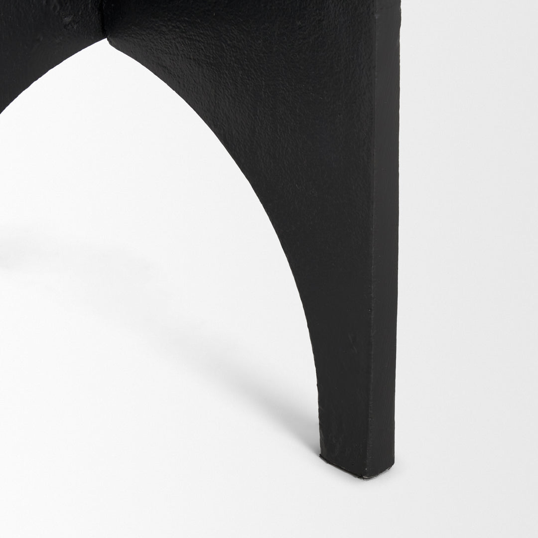 Sobi Textured Matte Black Round Metal Accent Table Dining Room Mercana