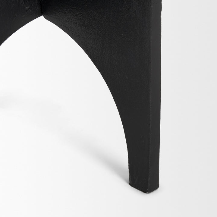 Sobi Textured Matte Black Round Metal Accent Table Dining Room Mercana