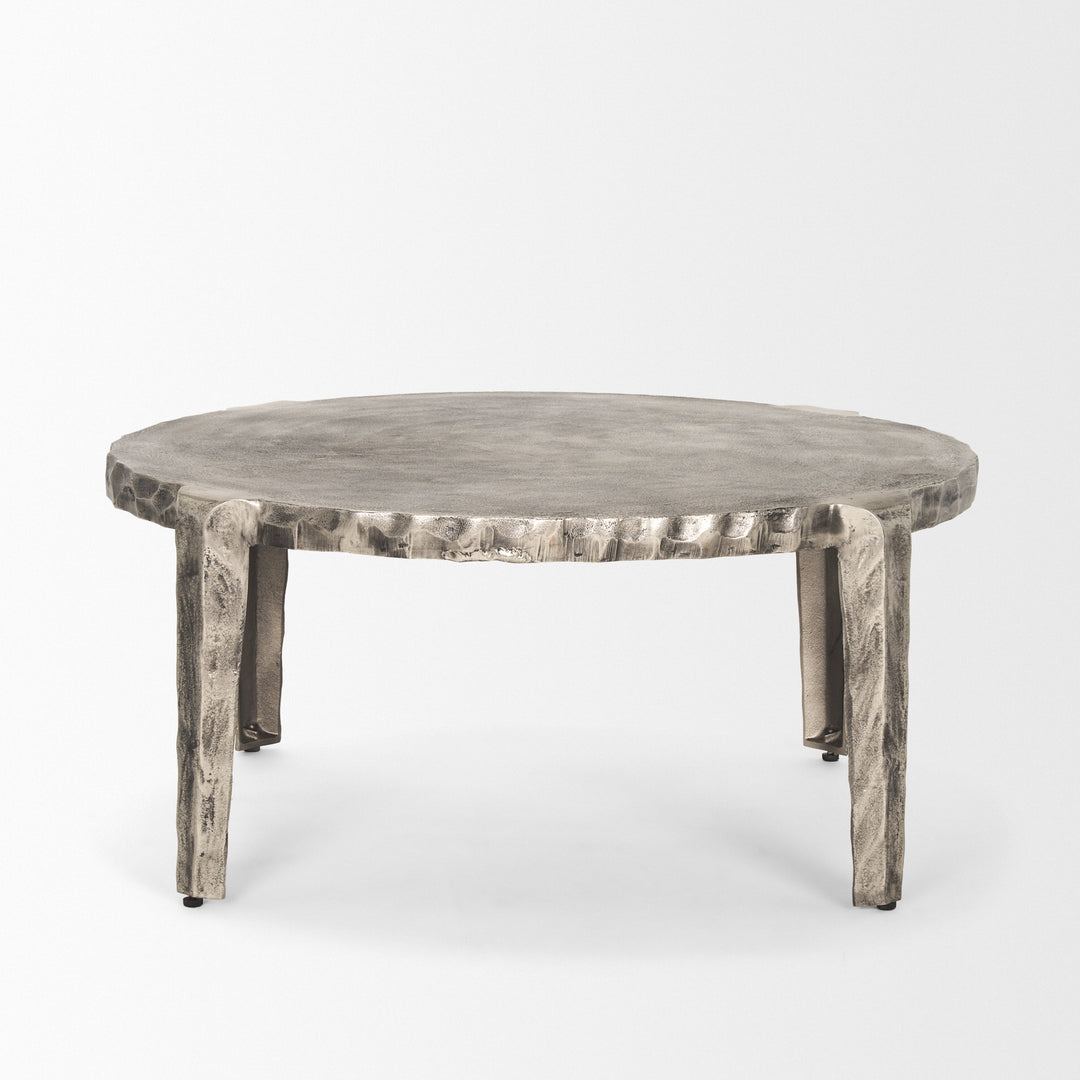 Randy Silver Nickel Cast Aluminum Metal Coffee Table Living Room Mercana