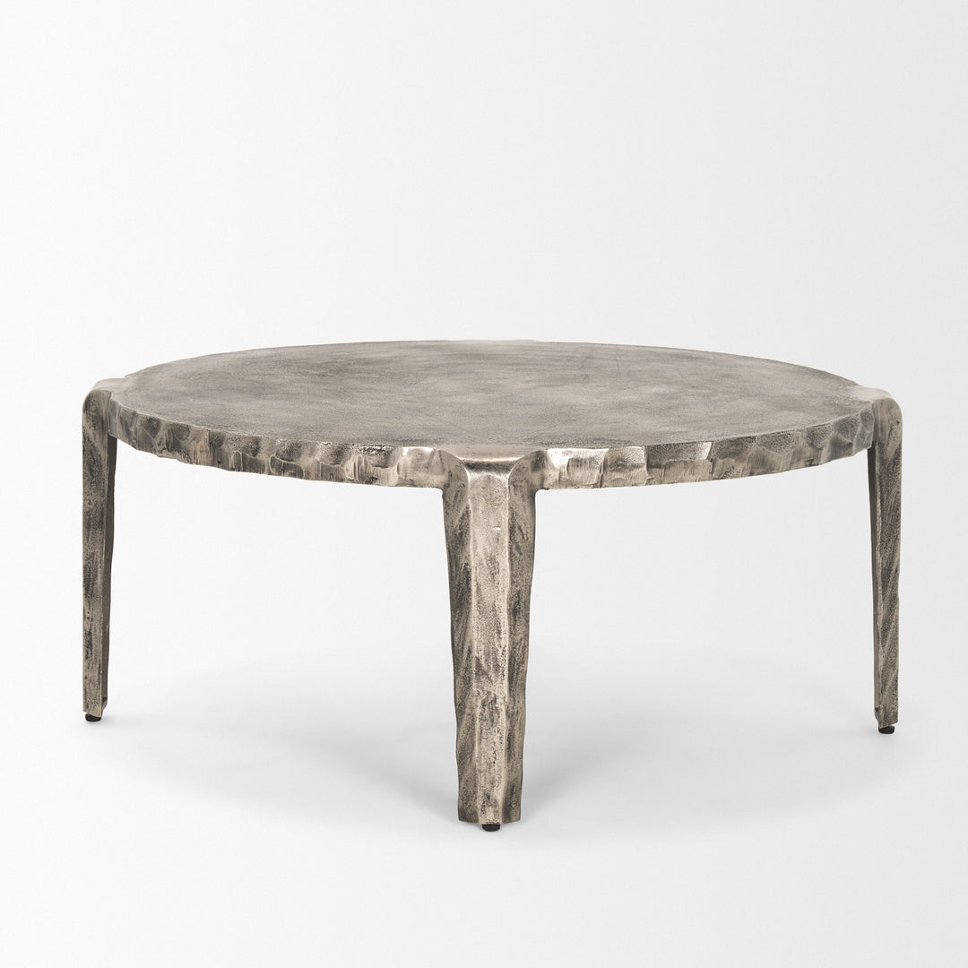 Randy Silver Nickel Cast Aluminum Metal Coffee Table Living Room Mercana