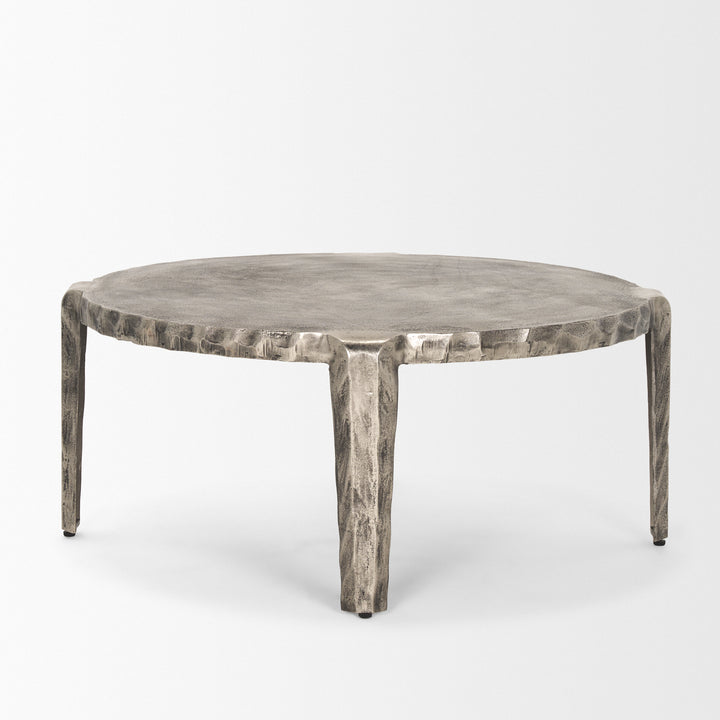 Randy Silver Nickel Cast Aluminum Metal Coffee Table Living Room Mercana