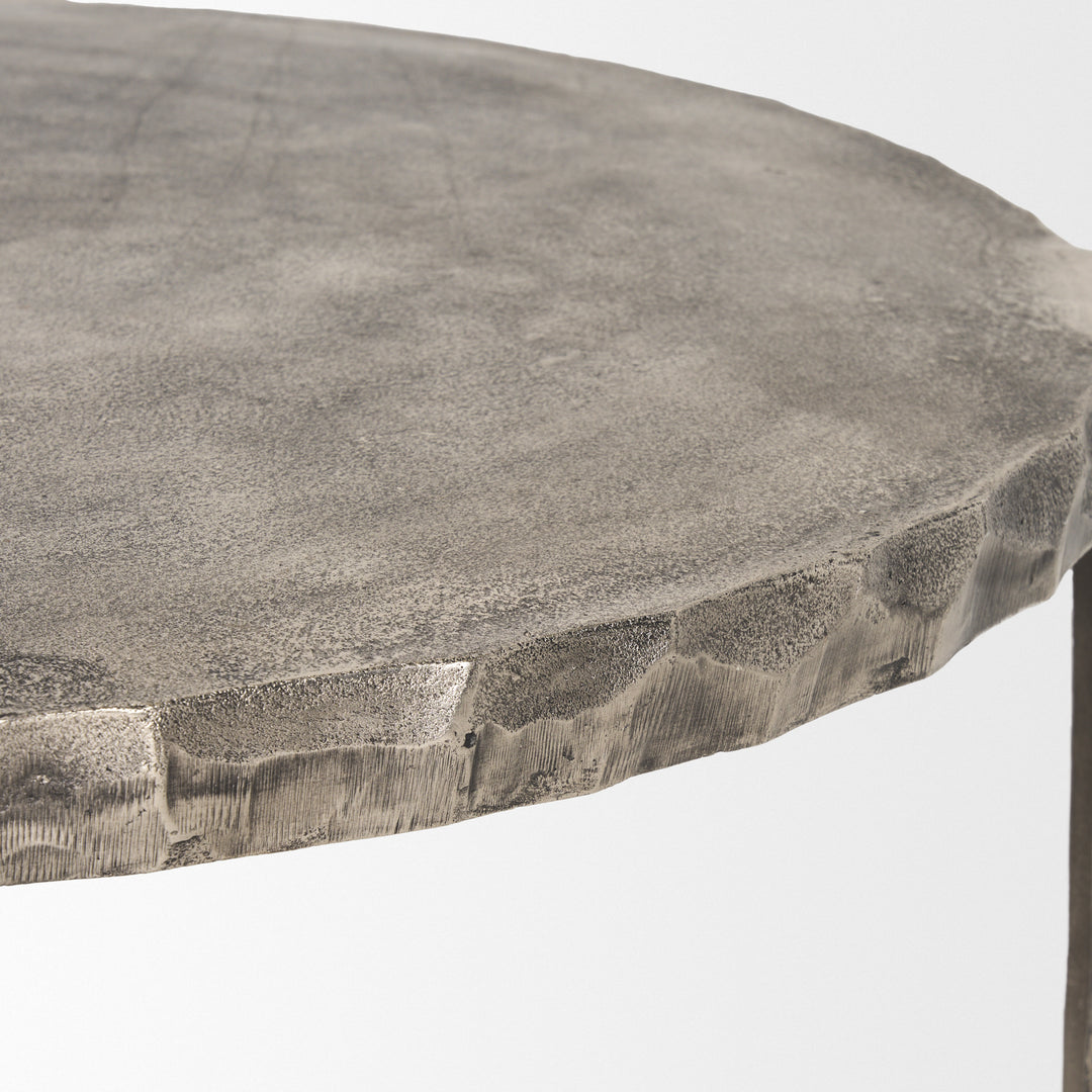 Randy Silver Nickel Cast Aluminum Metal Coffee Table Living Room Mercana