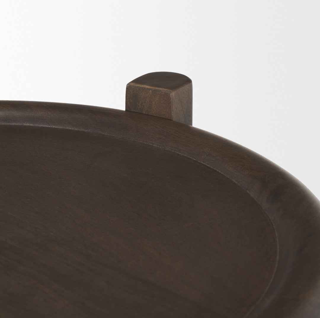 Romi Dark Brown Wood w/ Bottom Shelf Round Accent Table Dining Room Mercana