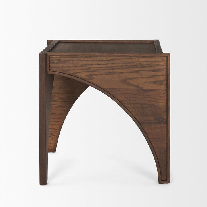 Laraya Medium Brown Wood w/ Arches End Table Living Room Mercana