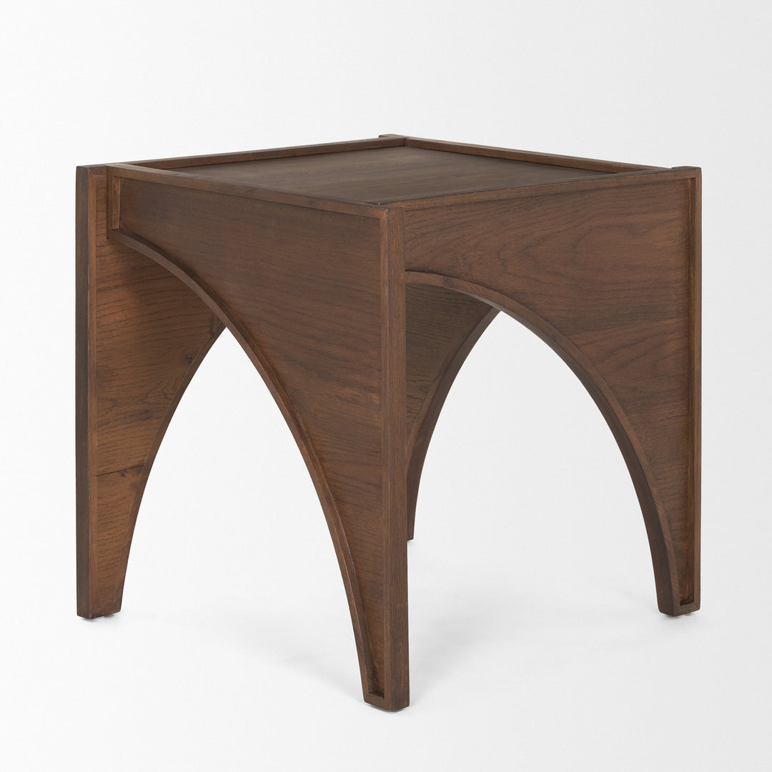 Laraya Medium Brown Wood w/ Arches End Table Living Room Mercana