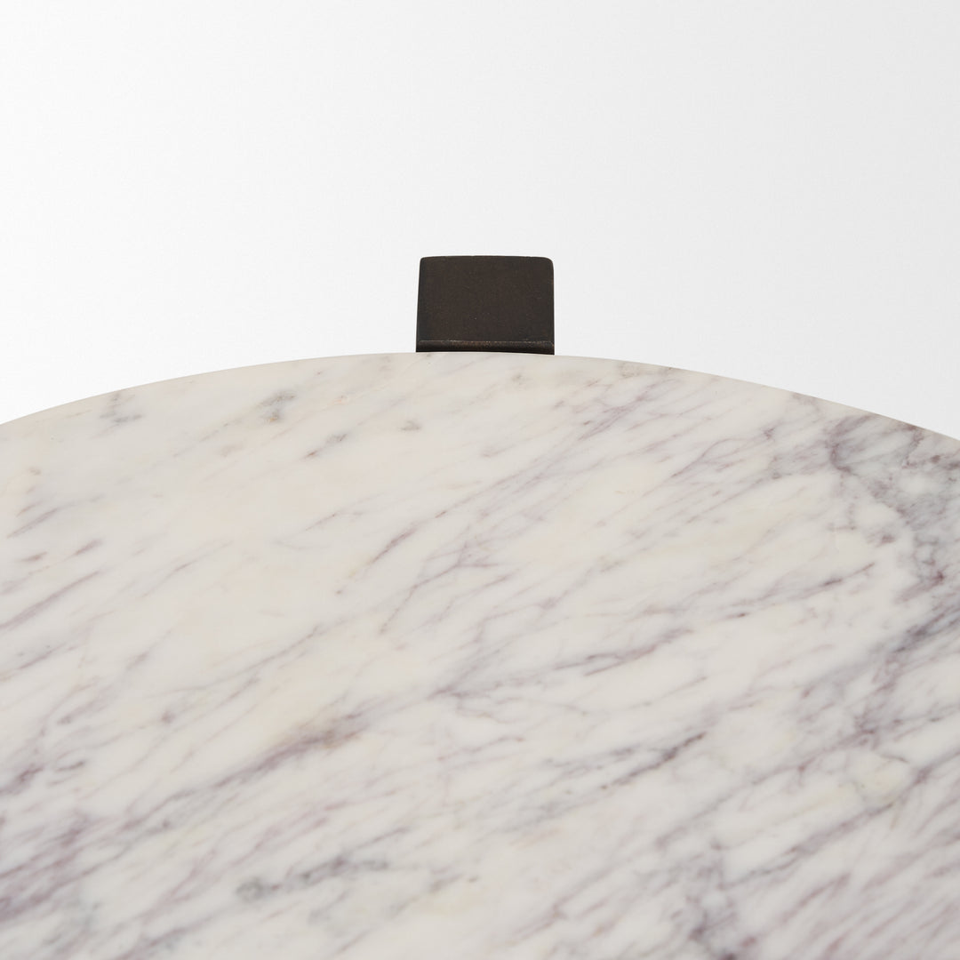 Bianca Dark Brown Wood w/ Marble Round Accent Table Dining Room Mercana