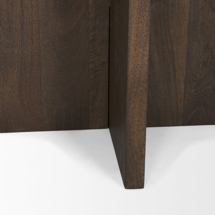 Bianca Dark Brown Wood w/ Marble Round Accent Table Dining Room Mercana