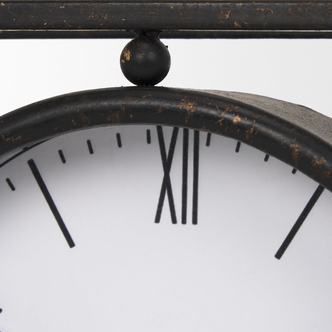 Raisa Black w/ Gold Antiquing Metal Table Clock Decor Mercana