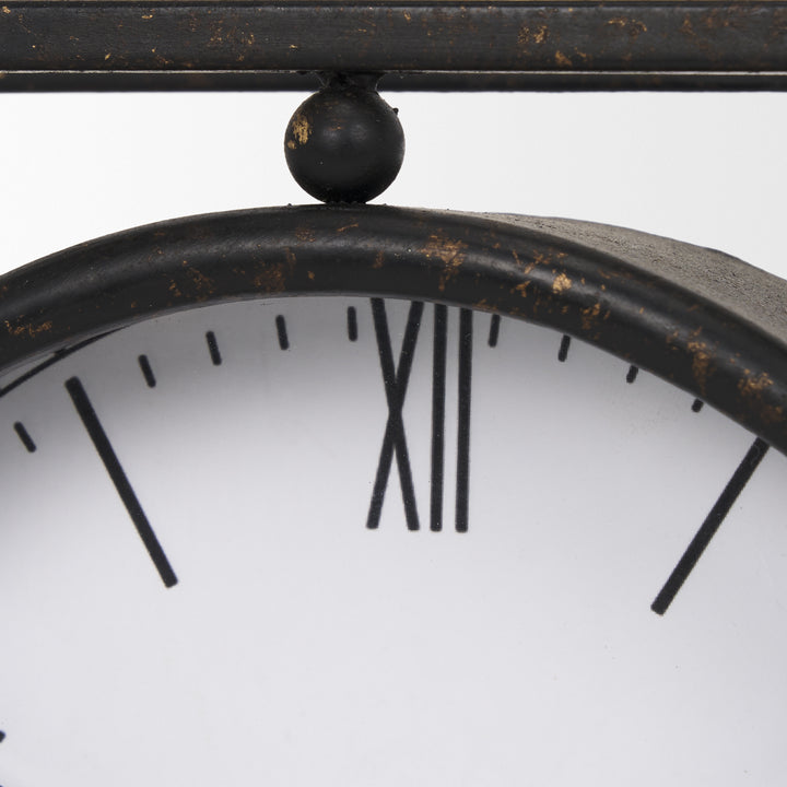 Raisa Black w/ Gold Antiquing Metal Table Clock Decor Mercana